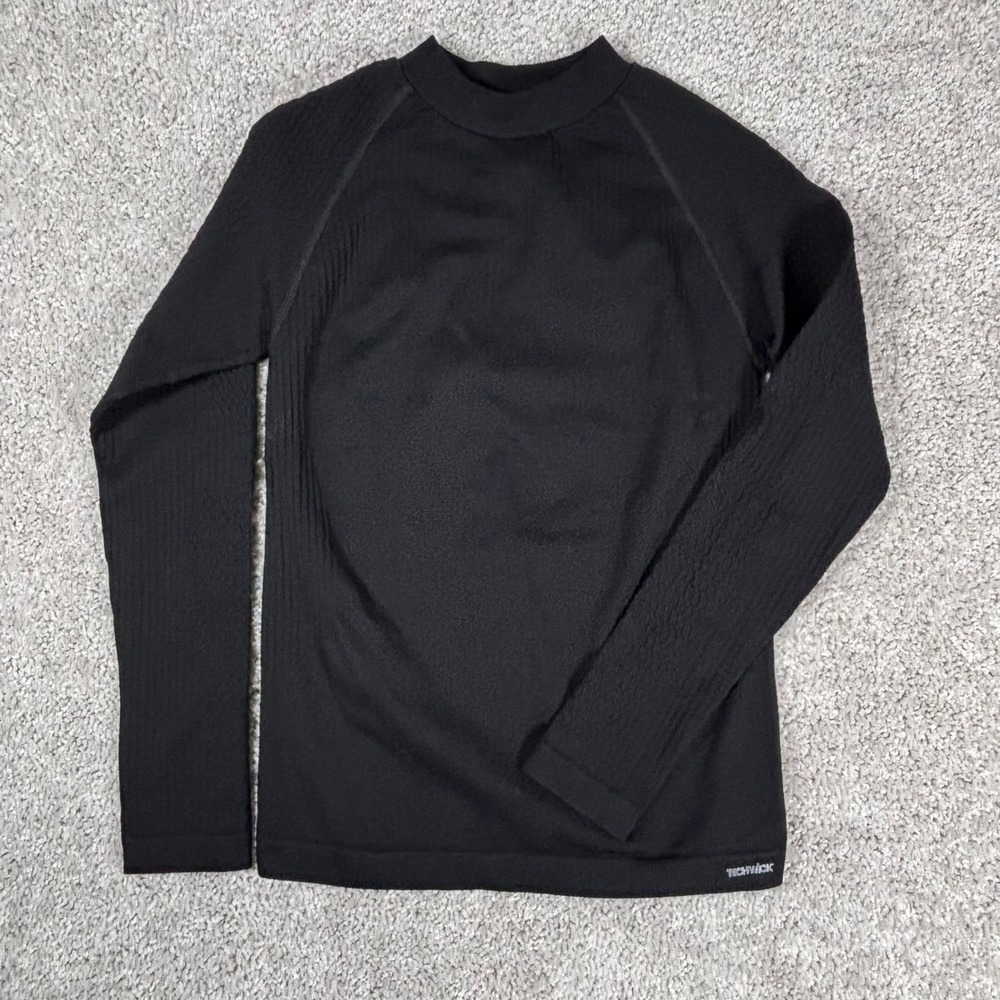 TECHWICK Eastern Mountain Sports Baselayer Long Sleeve‎ Mock Neck Top M L Black
